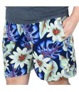 Short Estampado Tactel Elastano Extra Grande Bermuda Azul Aço